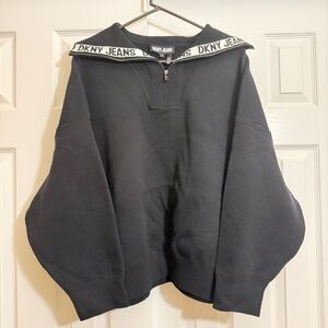 DKNY Black Quarter Zip Pull Over Sweater NWT